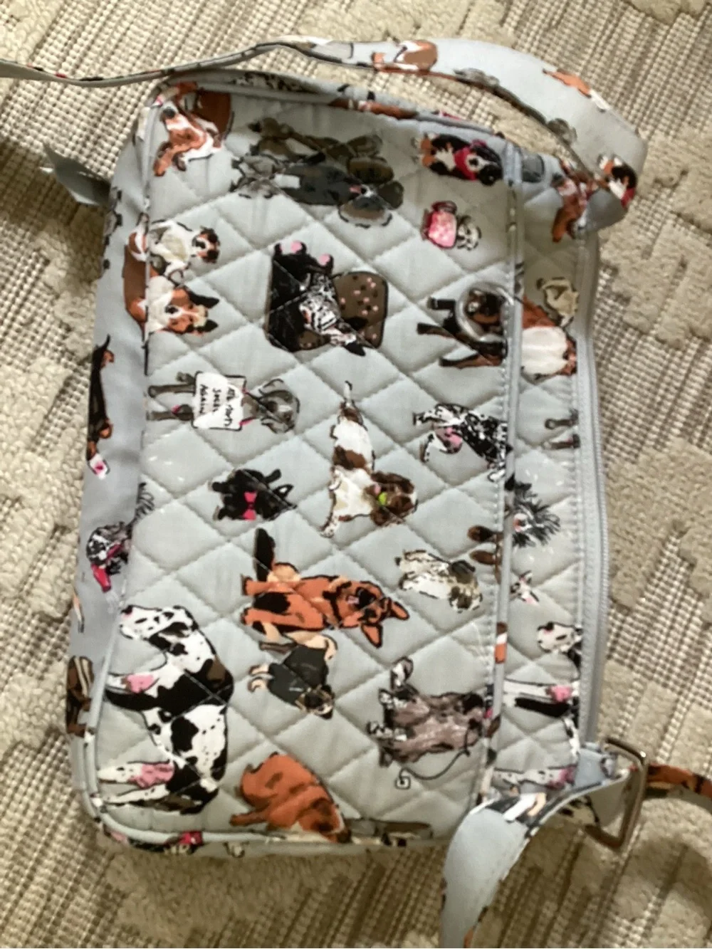Vera Bradley Dog Show Hipster Quilted Gray Crossbody Bag with Dog Print - Picture 7 of 8